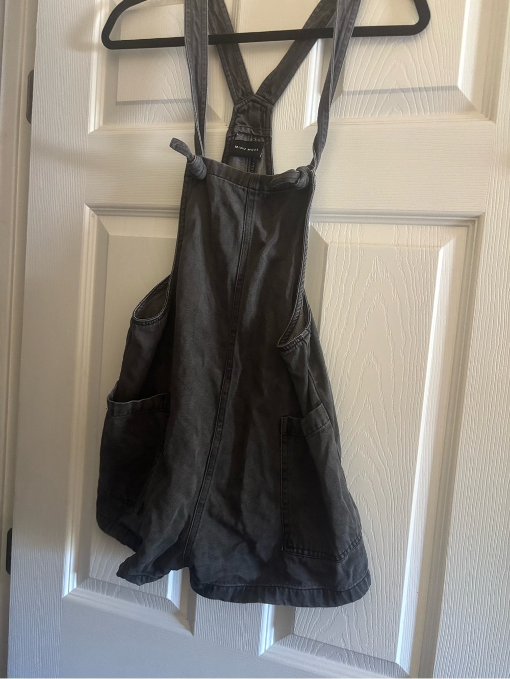Miou Muse Black Denim Overall Romper Shortalls Size Small
